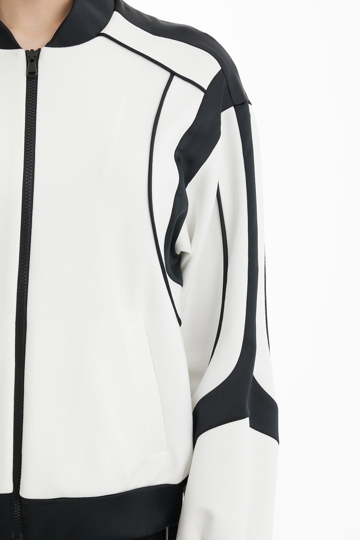 Ecru Tracksuit with Satin Trim Detail