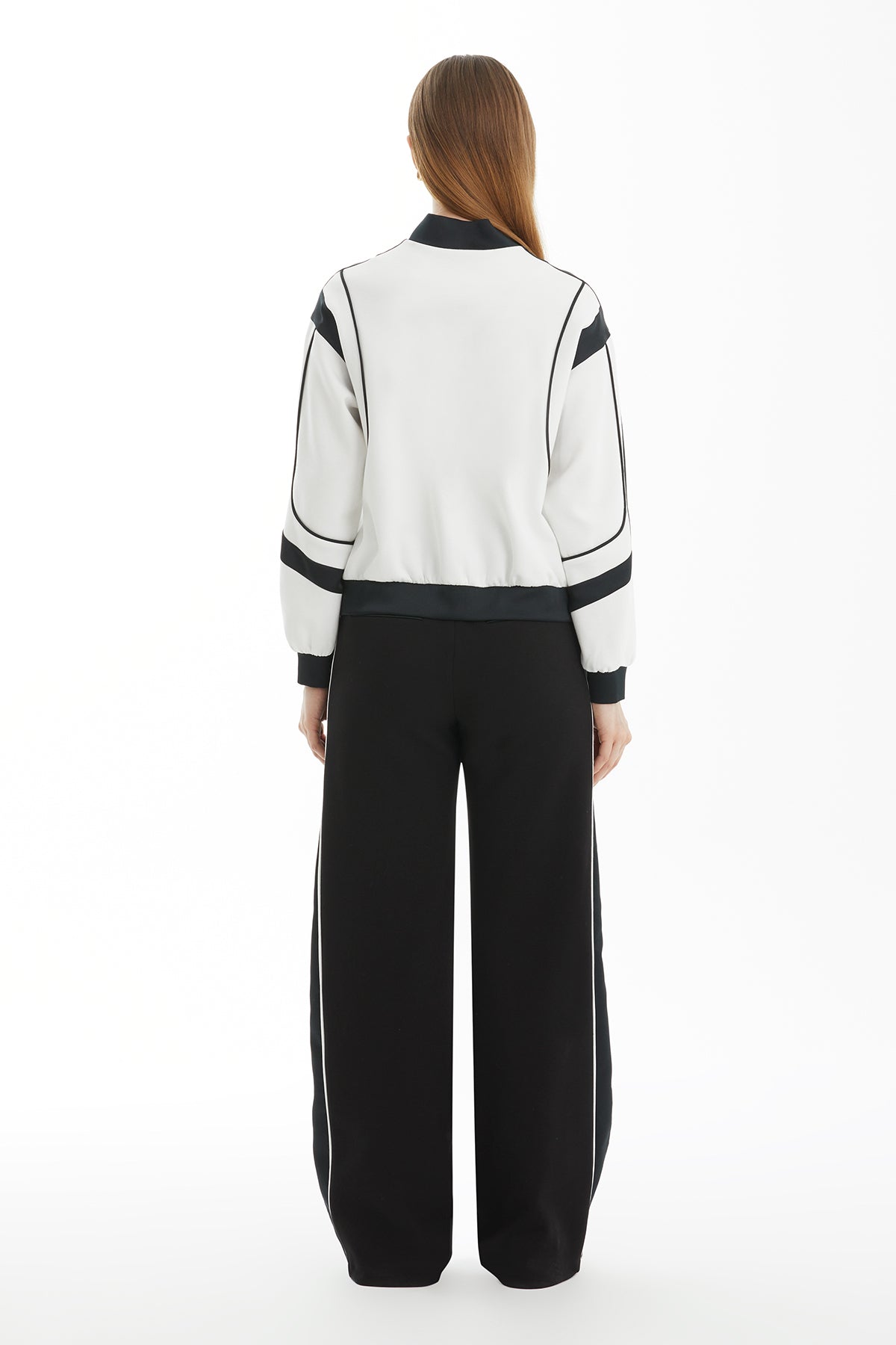 Ecru Tracksuit with Satin Trim Detail