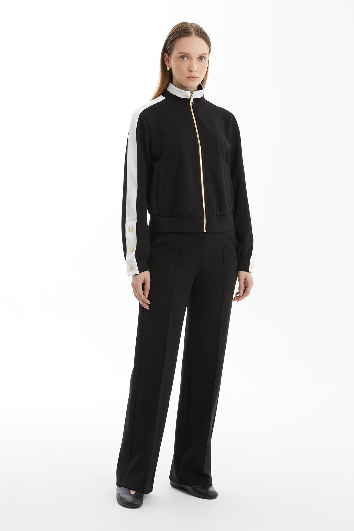 Black Tracksuit with Satin Fabric Detail