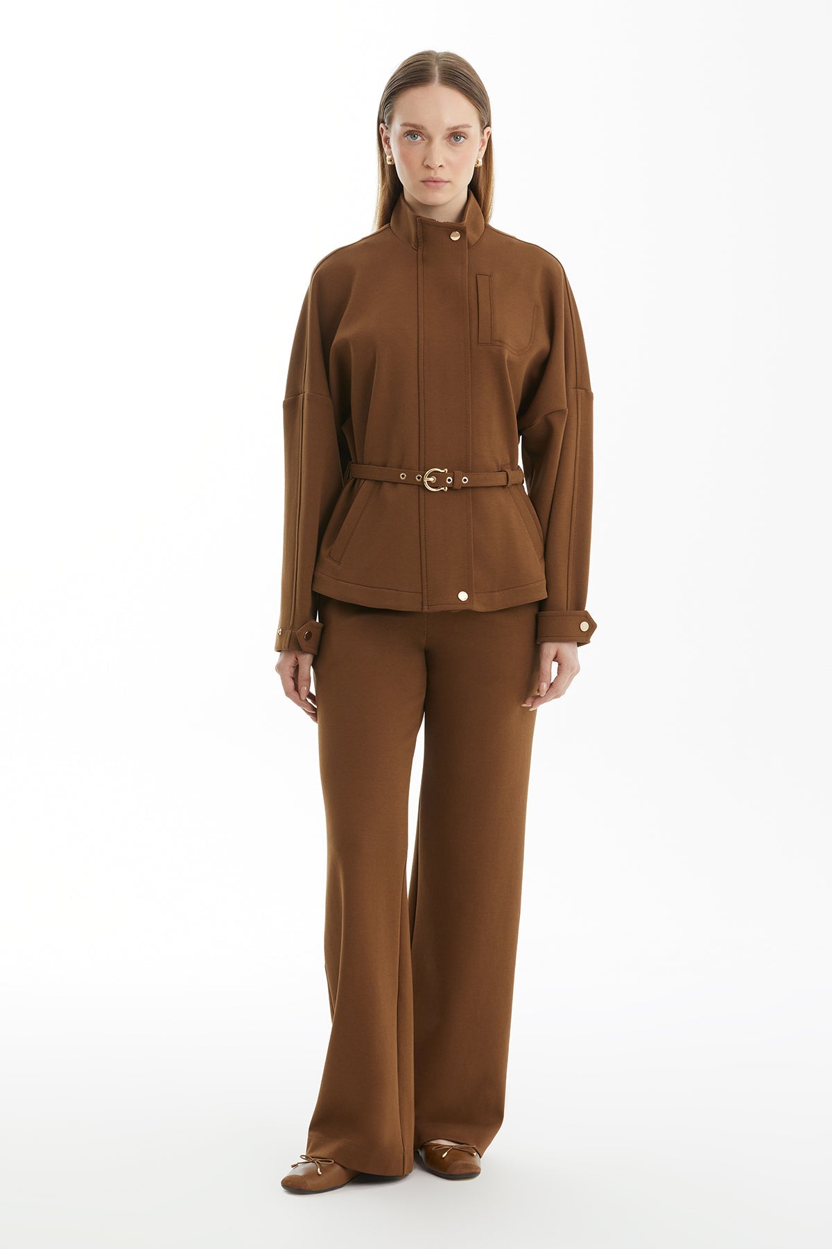 Brown Tracksuit with Belt Detail