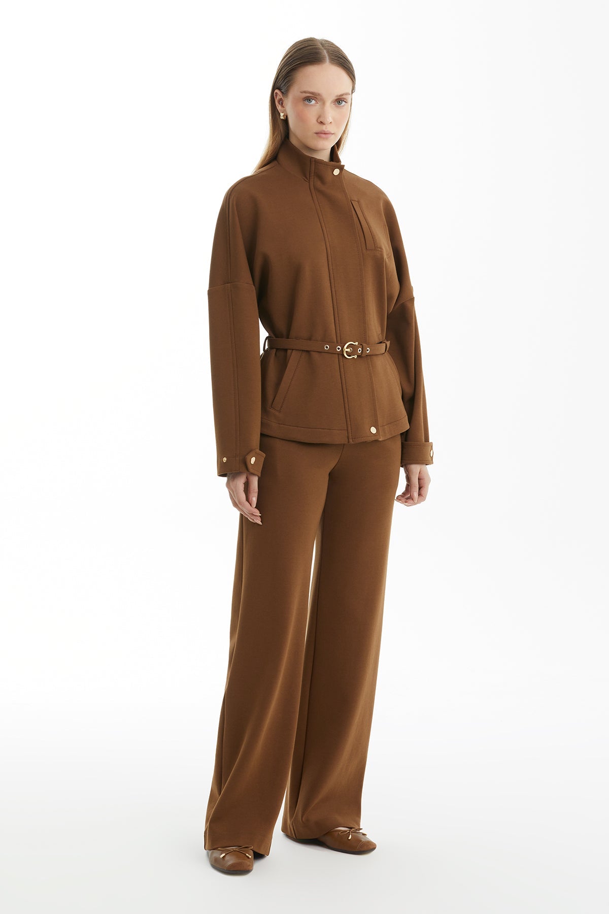 Brown Tracksuit with Belt Detail