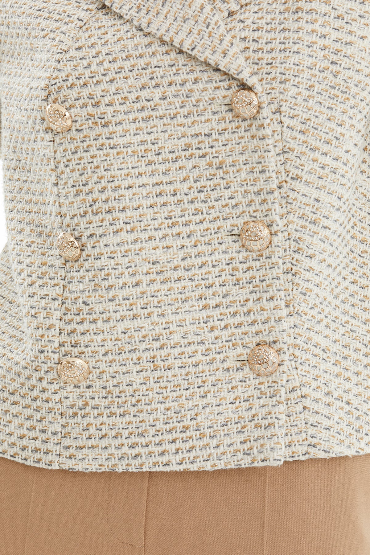Ecru Tweed Jacket and Trouser Set