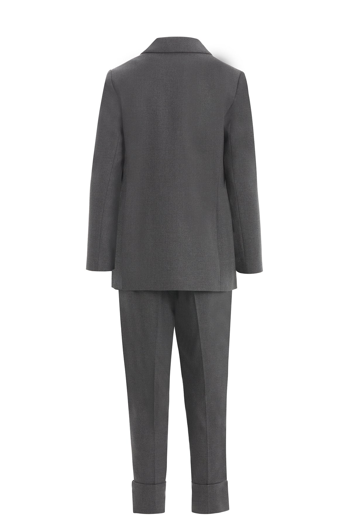 Grey Trouser Set with Single Button Detail