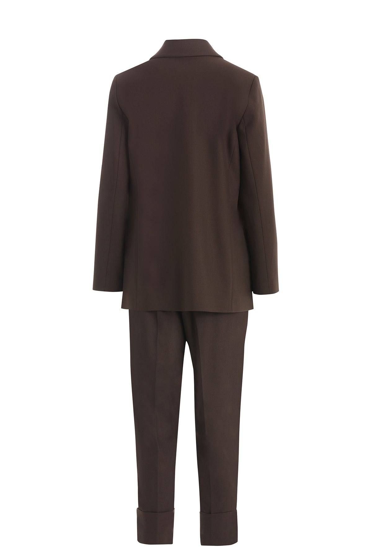 Brown Trouser Set with Single Button Detail