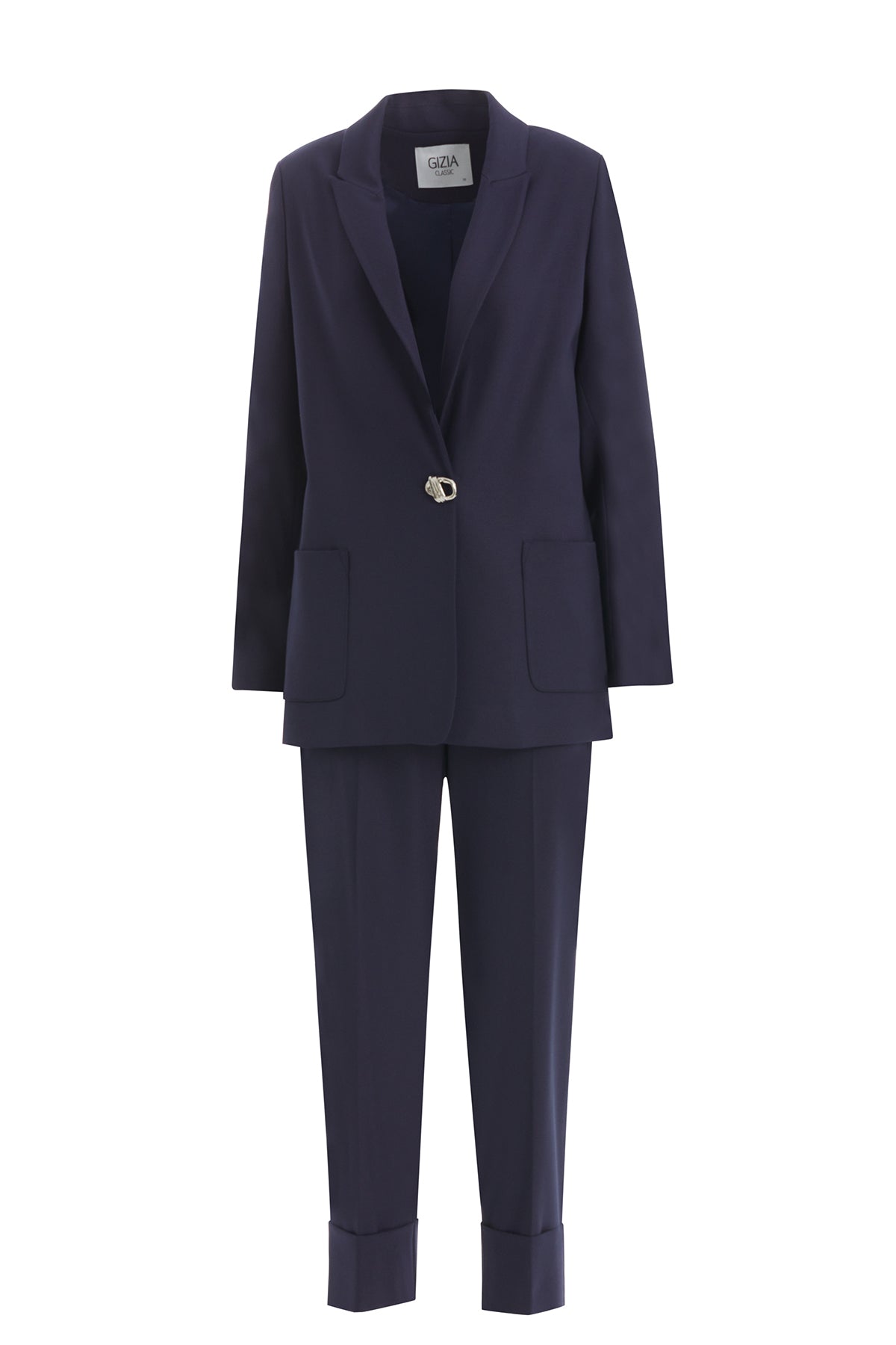 Purple Trouser Set with Single Button Detail