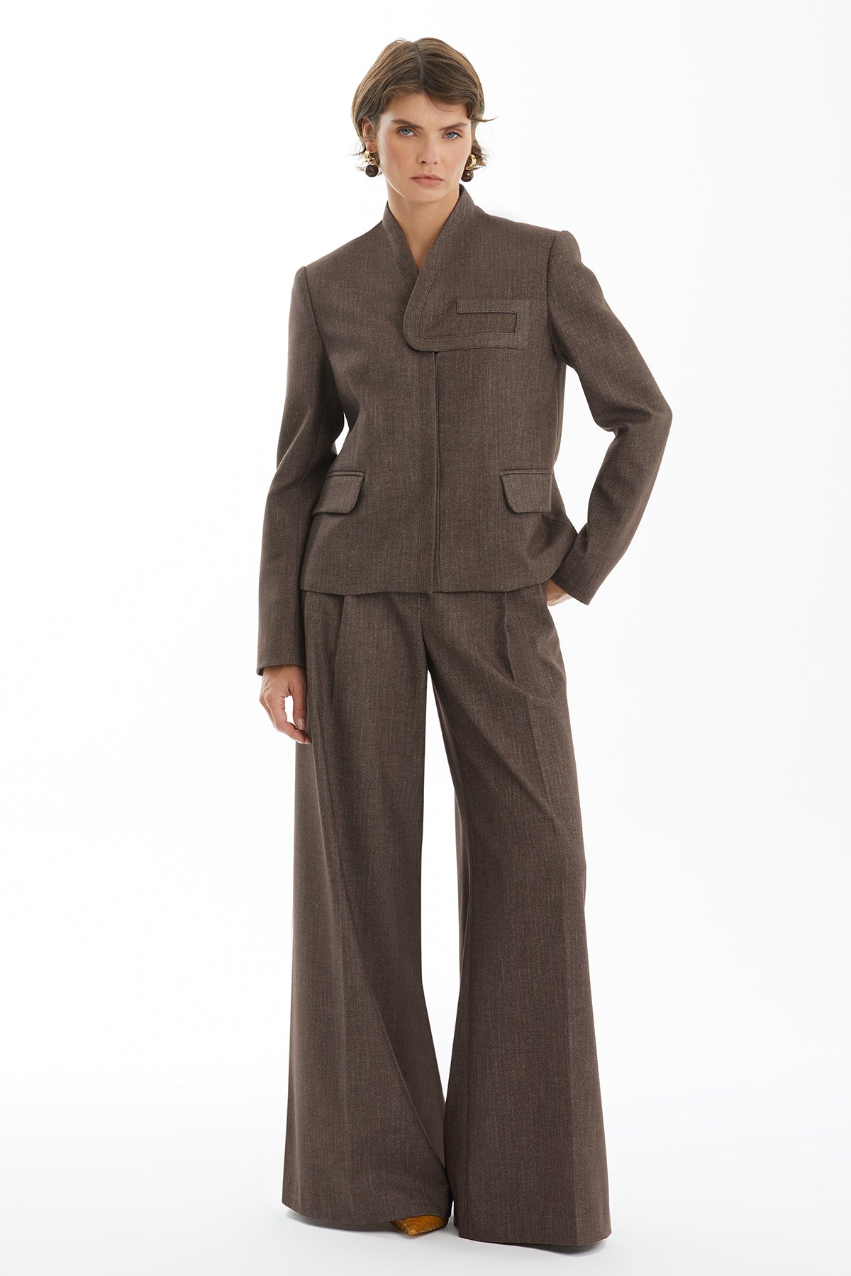 Brown Masculine Cut Trouser Set