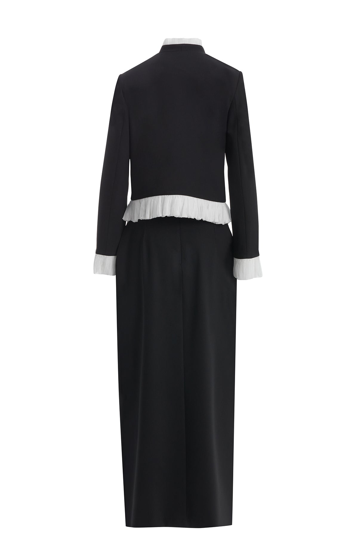 Black Tie Detail Jacket and Skirt Set