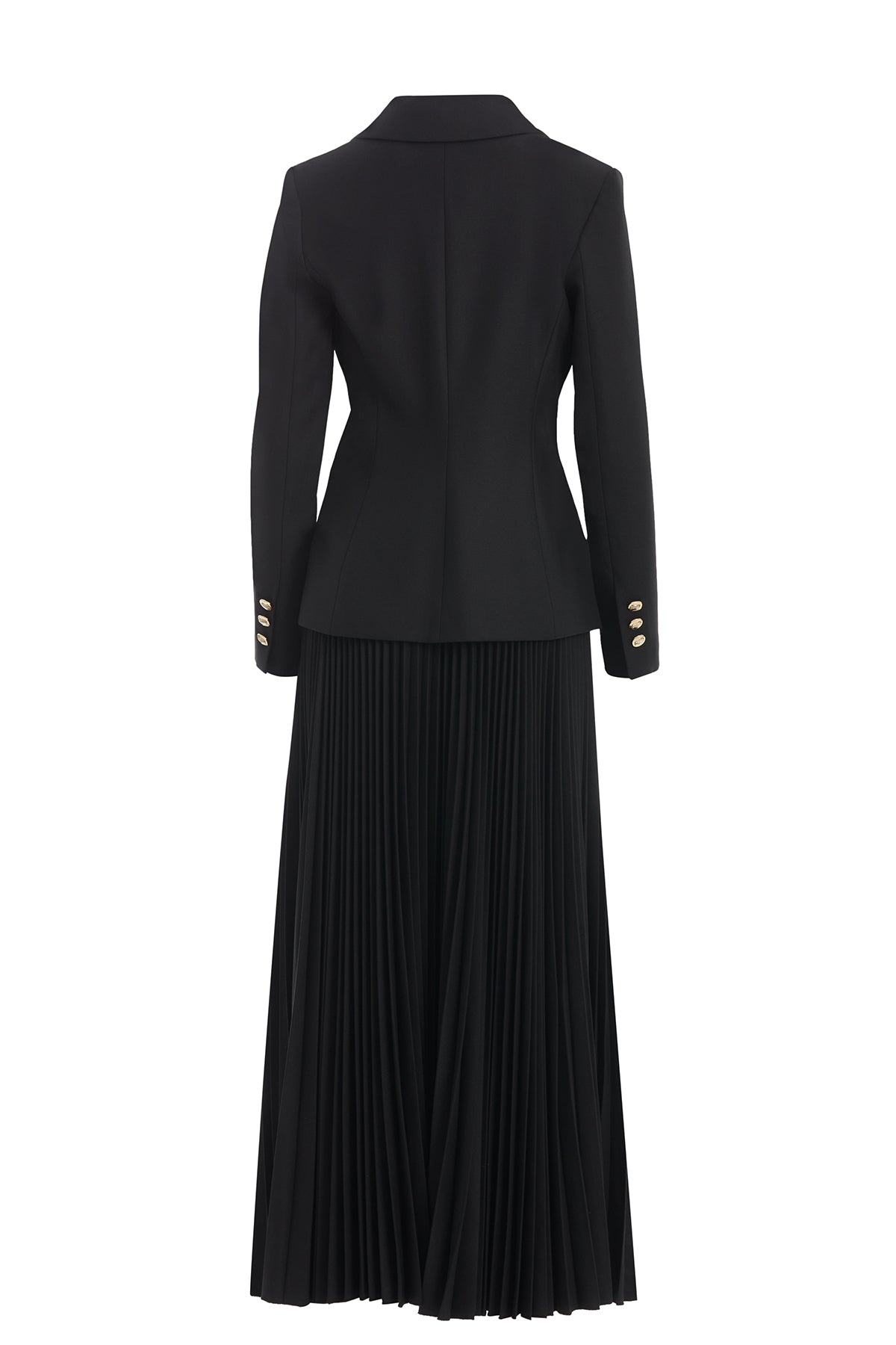 Black Pleated Skirt Set with Handkerchief Detail