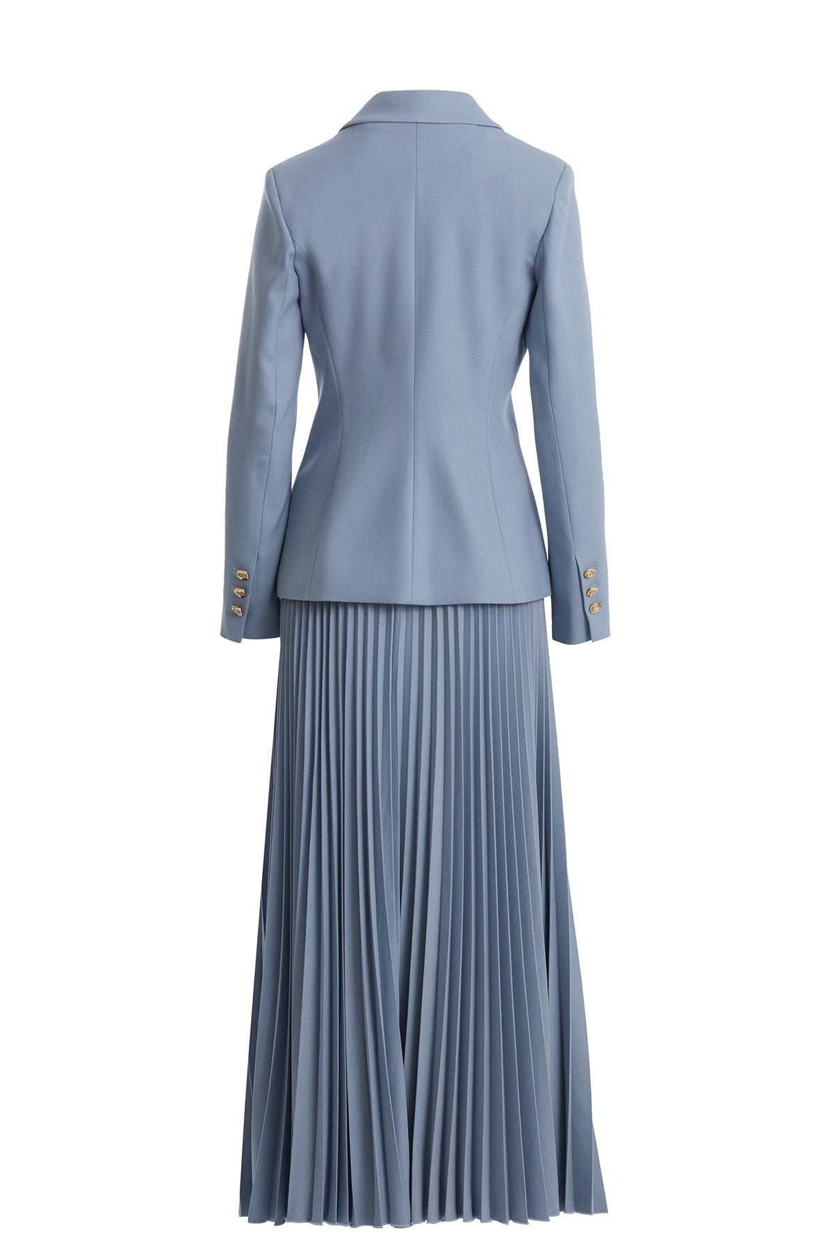 Blue Pleated Skirt Set with Handkerchief Detail