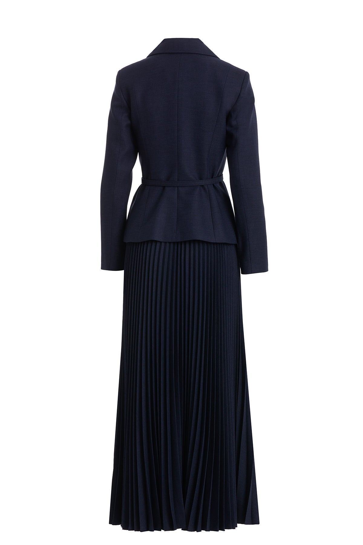 Dark Navy Skirt Set with Handkerchief Brooch Detail