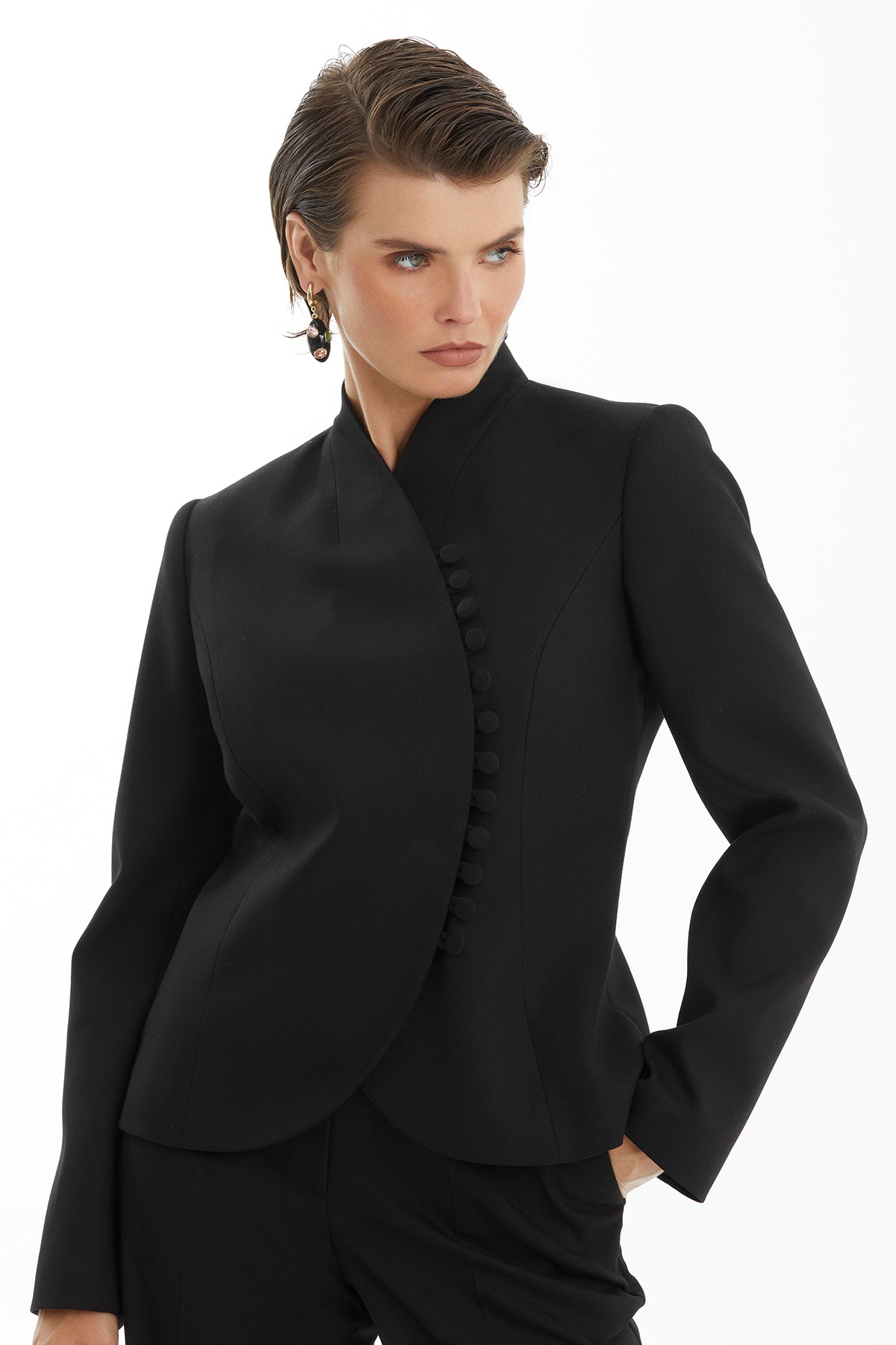 Black Set with Loop Button Detail