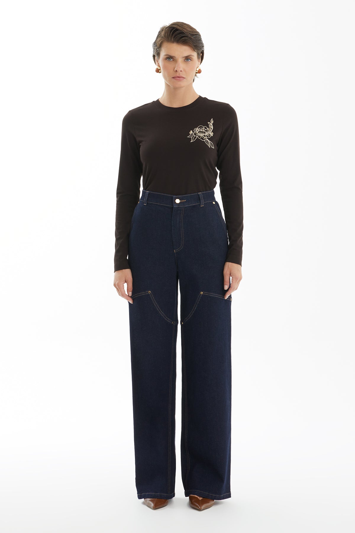 Dark Navy Jeans with Stitch Detail