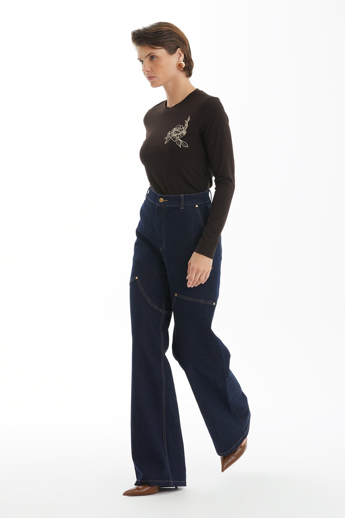 Dark Navy Jeans with Stitch Detail