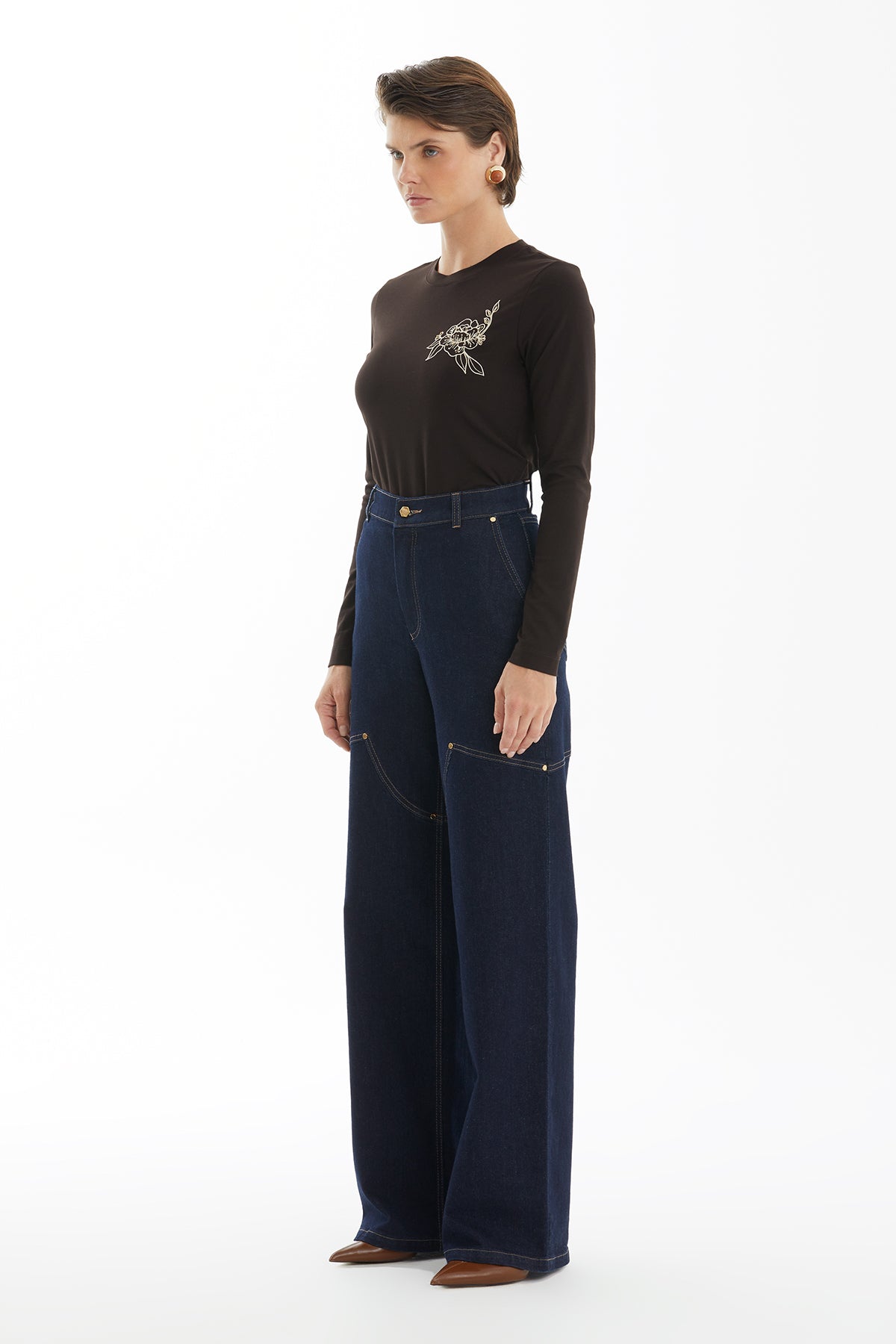 Dark Navy Jeans with Stitch Detail