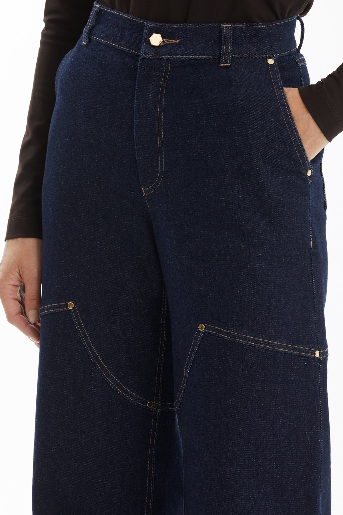 Dark Navy Jeans with Stitch Detail