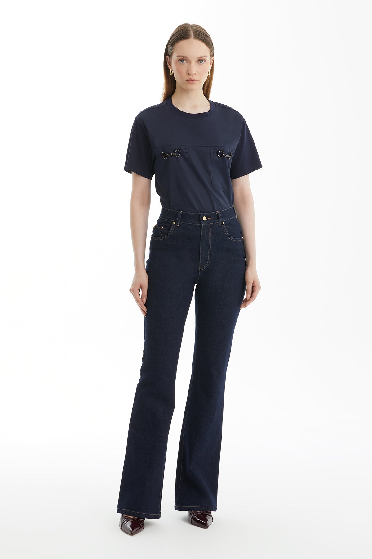 Dark Navy Flared Jeans