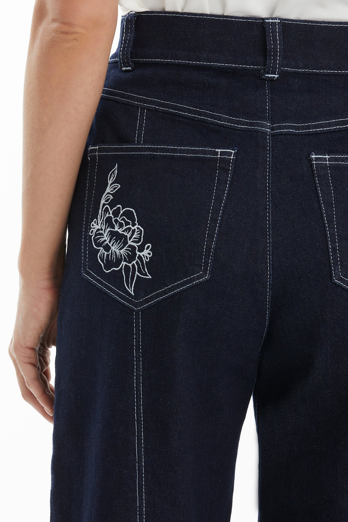 Dark Navy Jeans with Embroidered Back Pocket