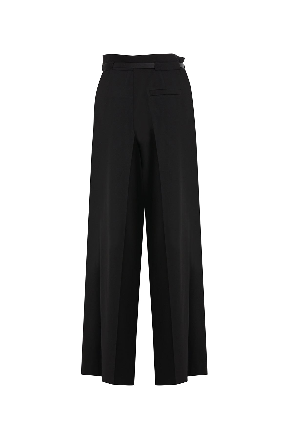 Black Pleated Trousers with Belt Detail