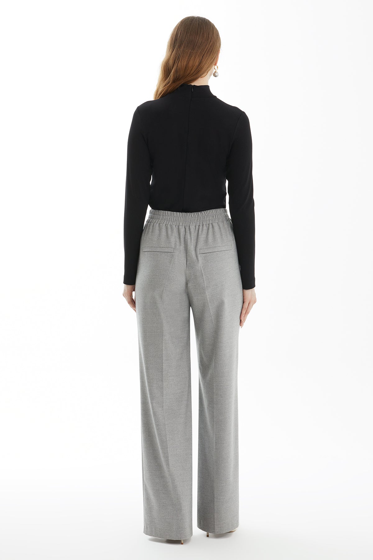 Grey Elastic Waist Trousers with G Embroidery