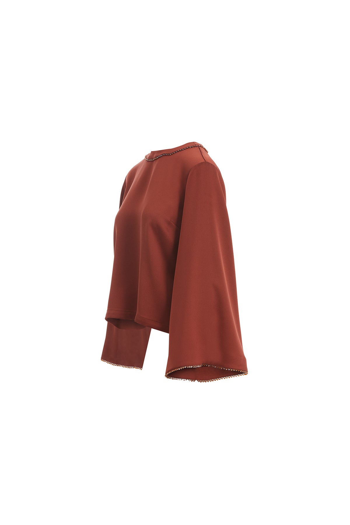 Brown Cinnamon Blouse with Bead Detail