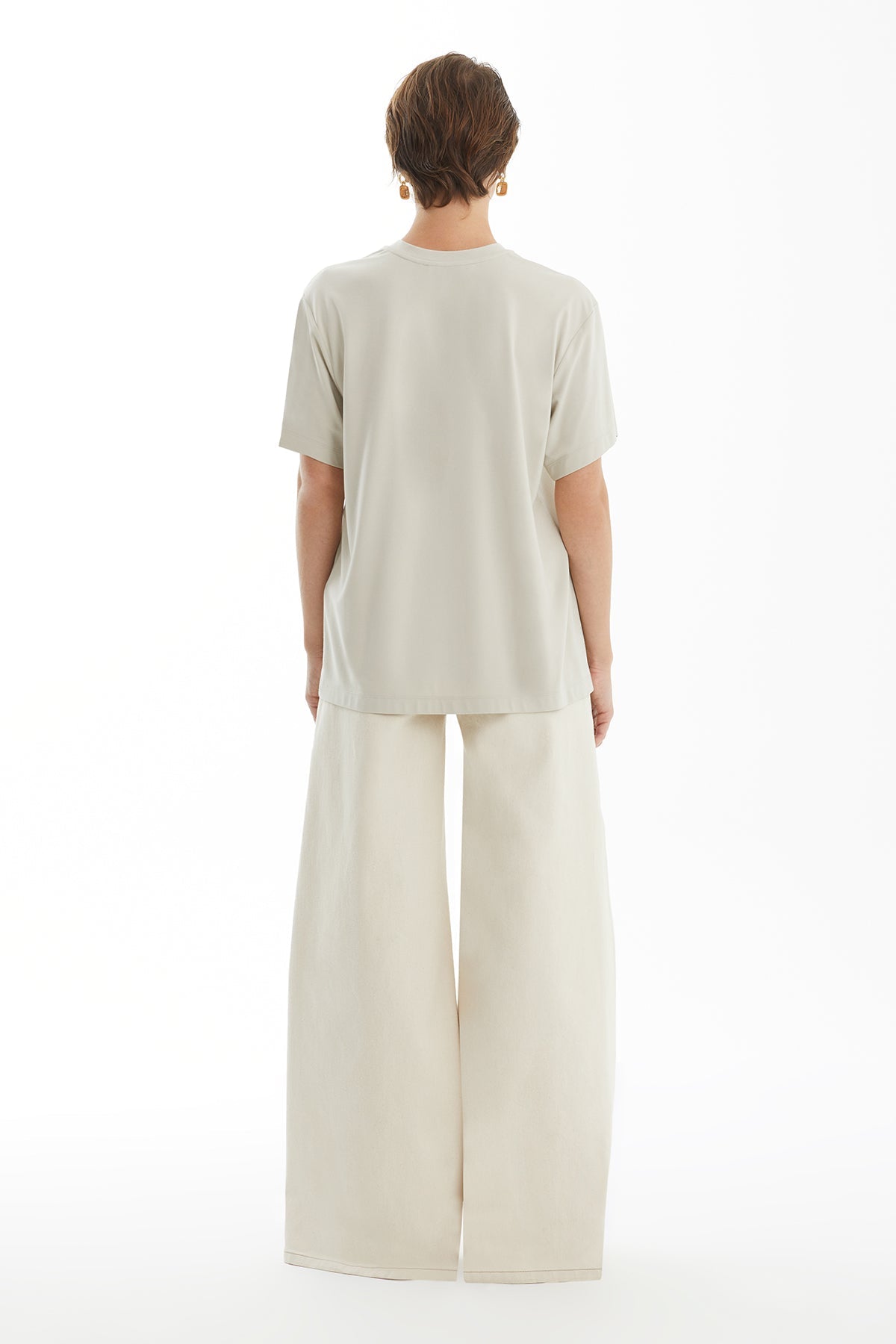 Beige T-Shirt with Floral Embroidery