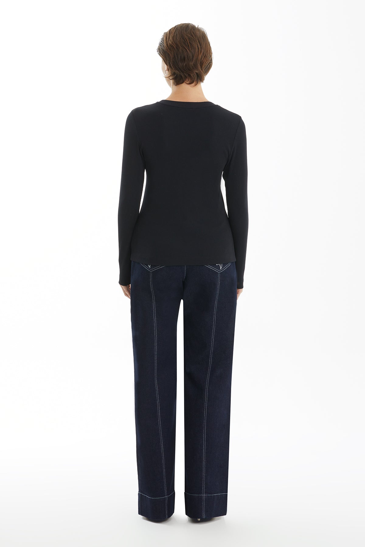 Black Blouse with Bead Embroidery Detail