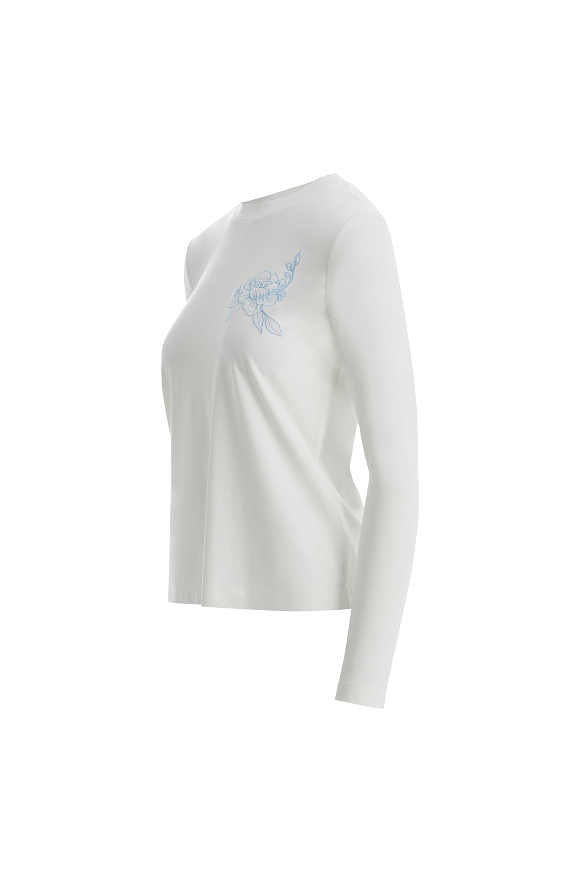 Ecru Long Sleeve Blouse with Floral Detail