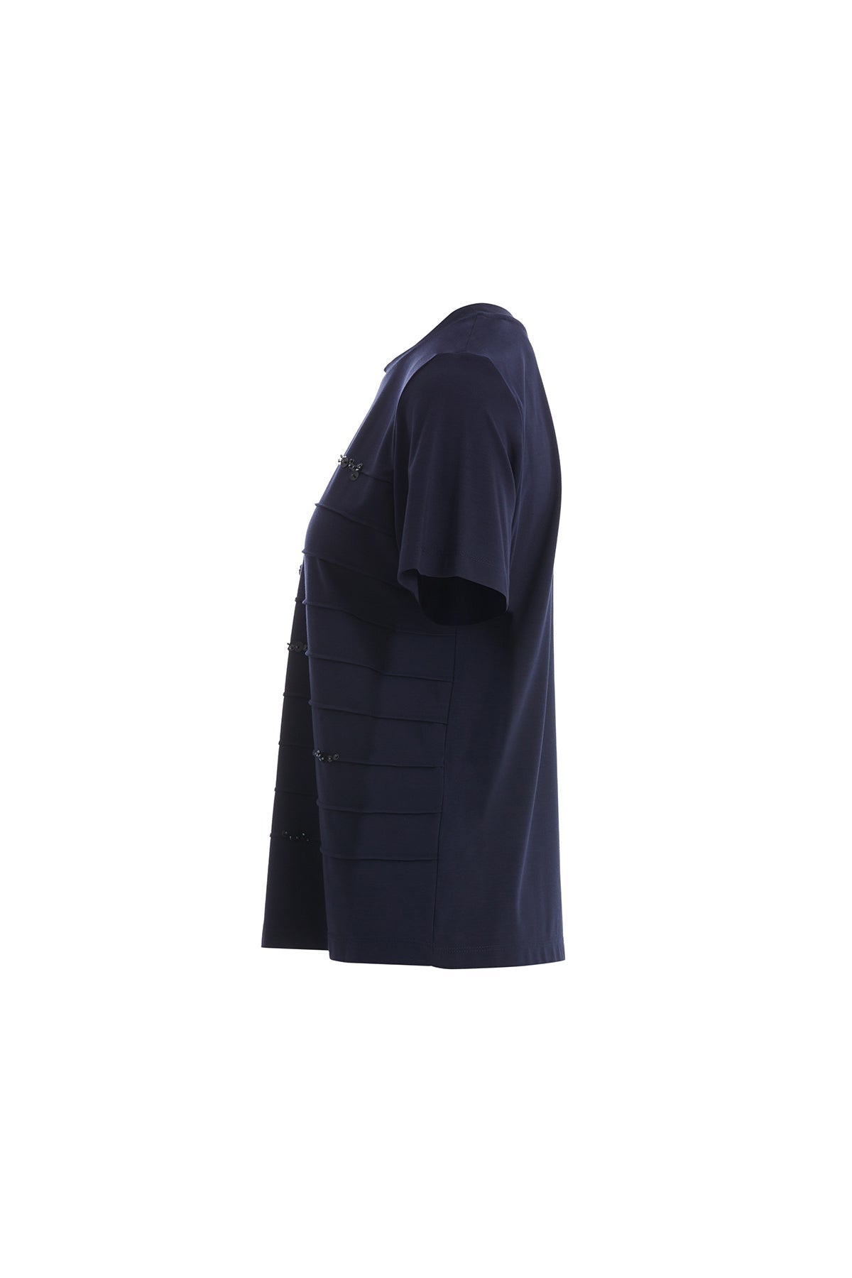 Dark Navy T-Shirt with Stitch and Sequin Detail