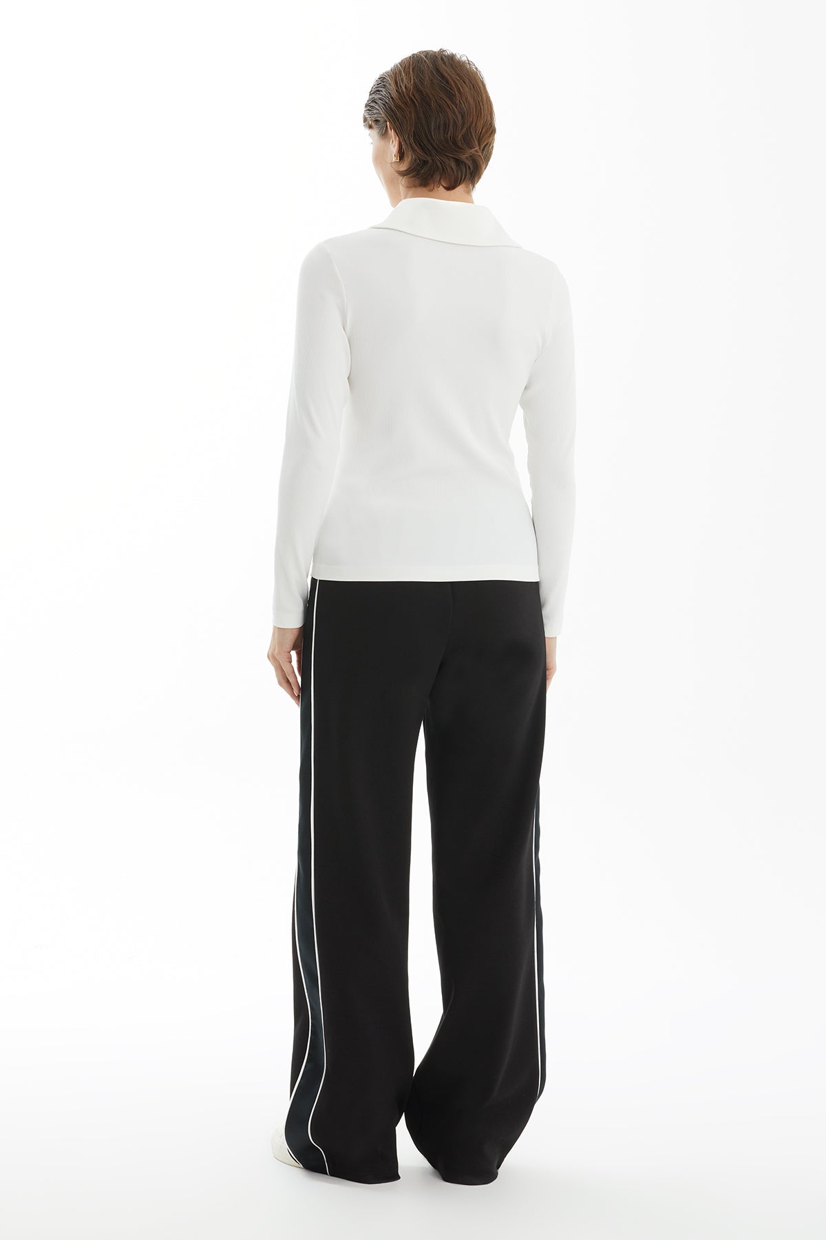 Ecru Long Blouse with Snap Detail