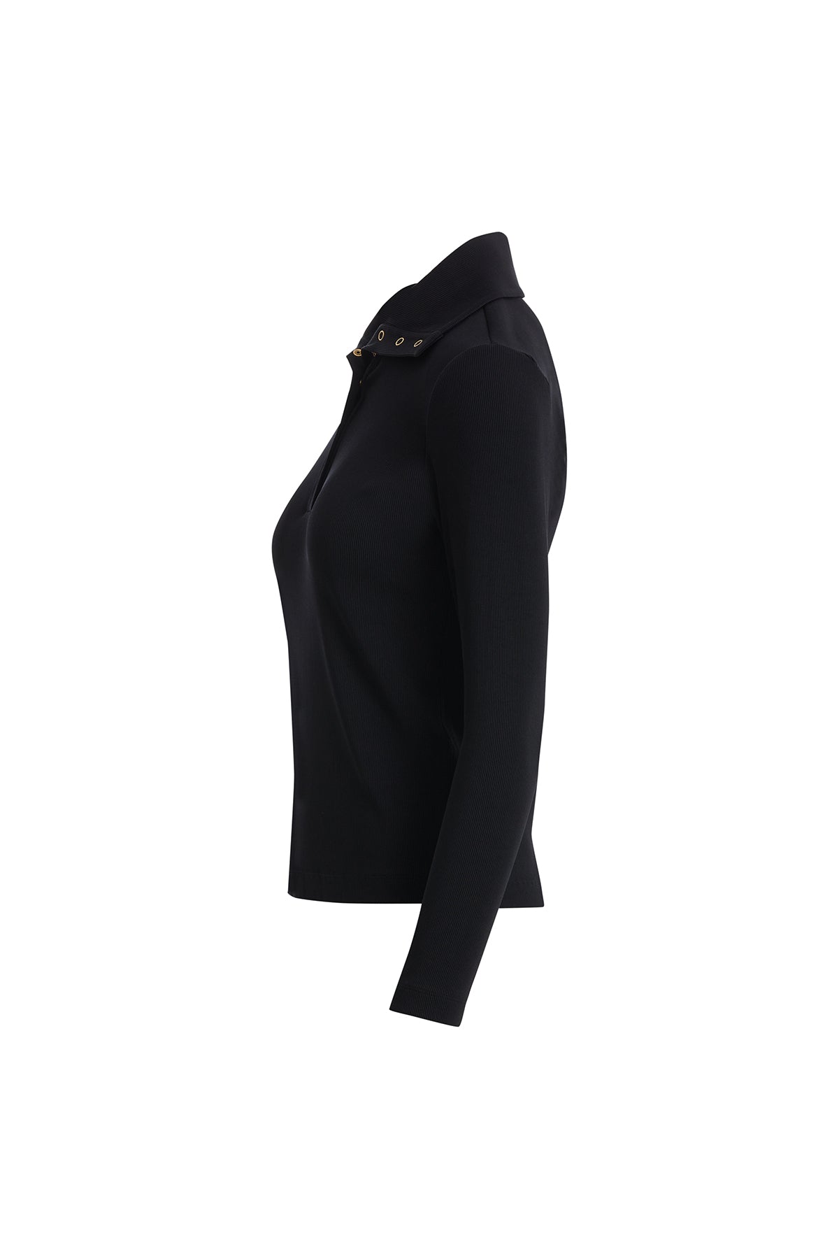 Black Long Blouse with Snap Detail
