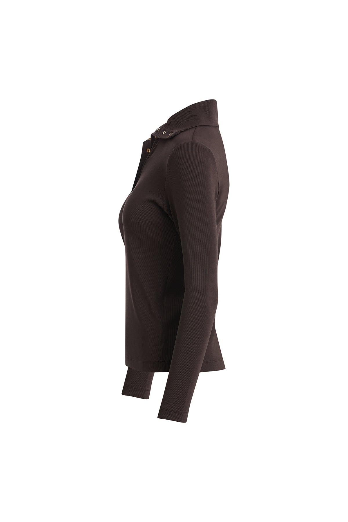 Brown Long Blouse with Snap Detail