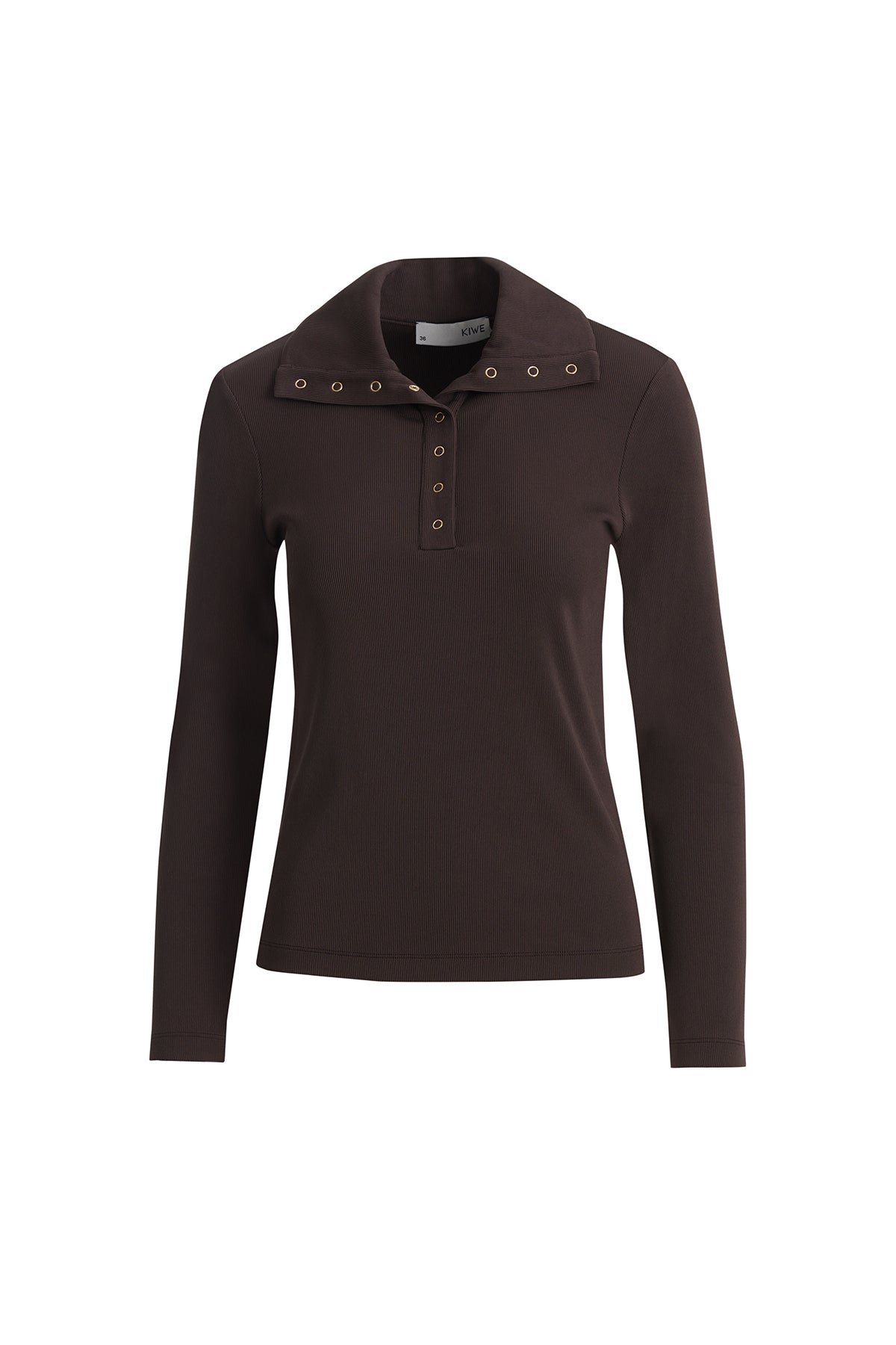 Brown Long Blouse with Snap Detail