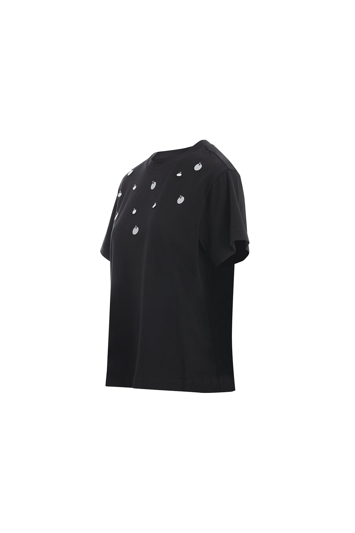 Black T-Shirt with Red Sequin Detail