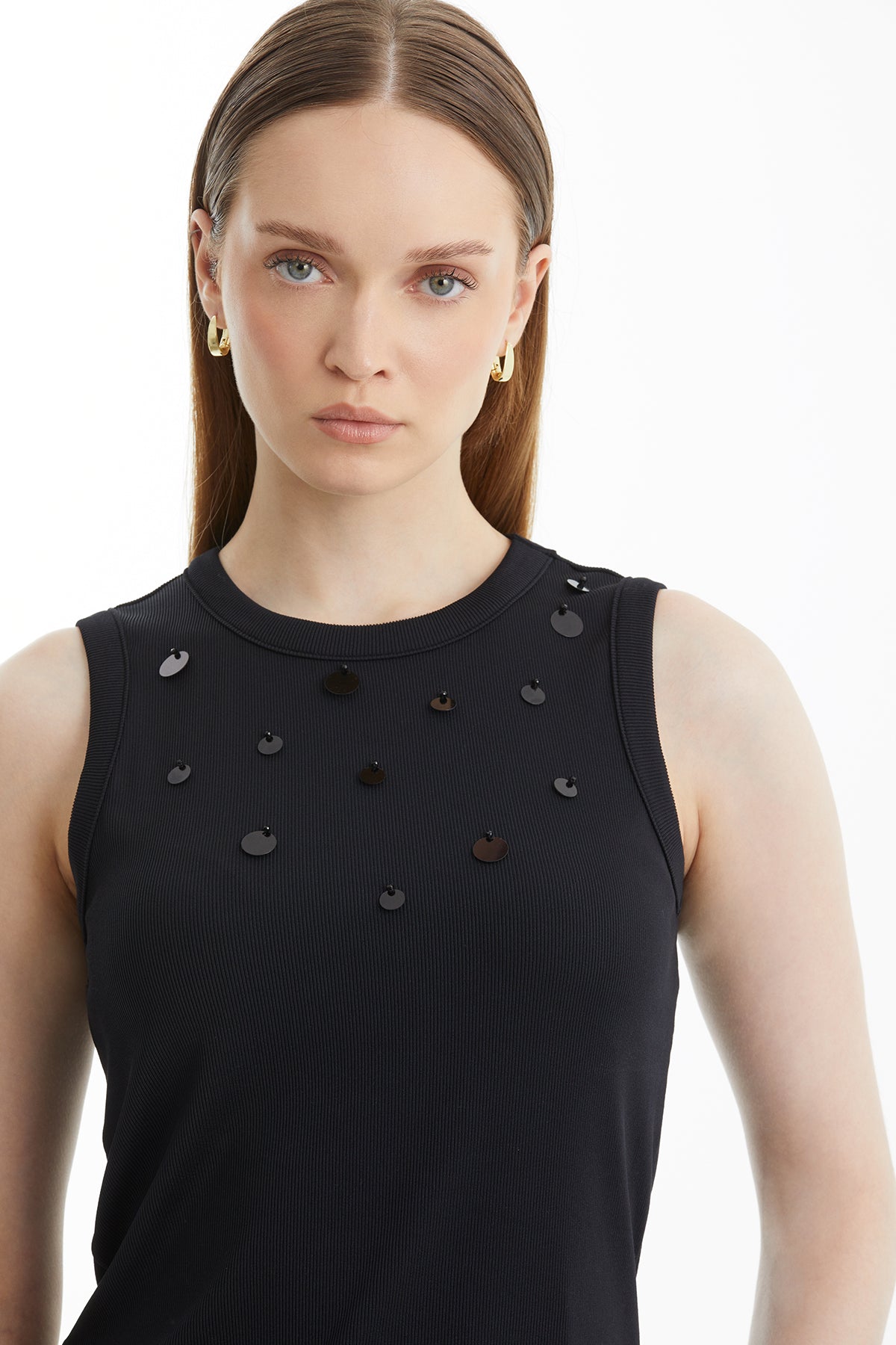 Black Sequin Detail Camisole