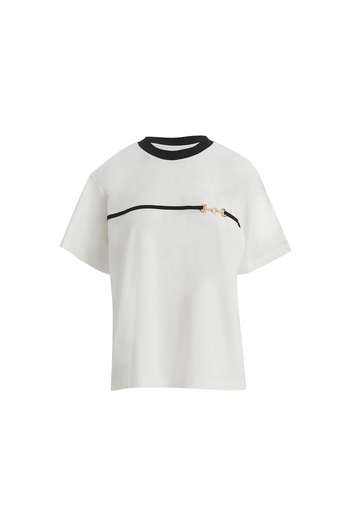 Ecru T-Shirt with Trim and Accessory Detail