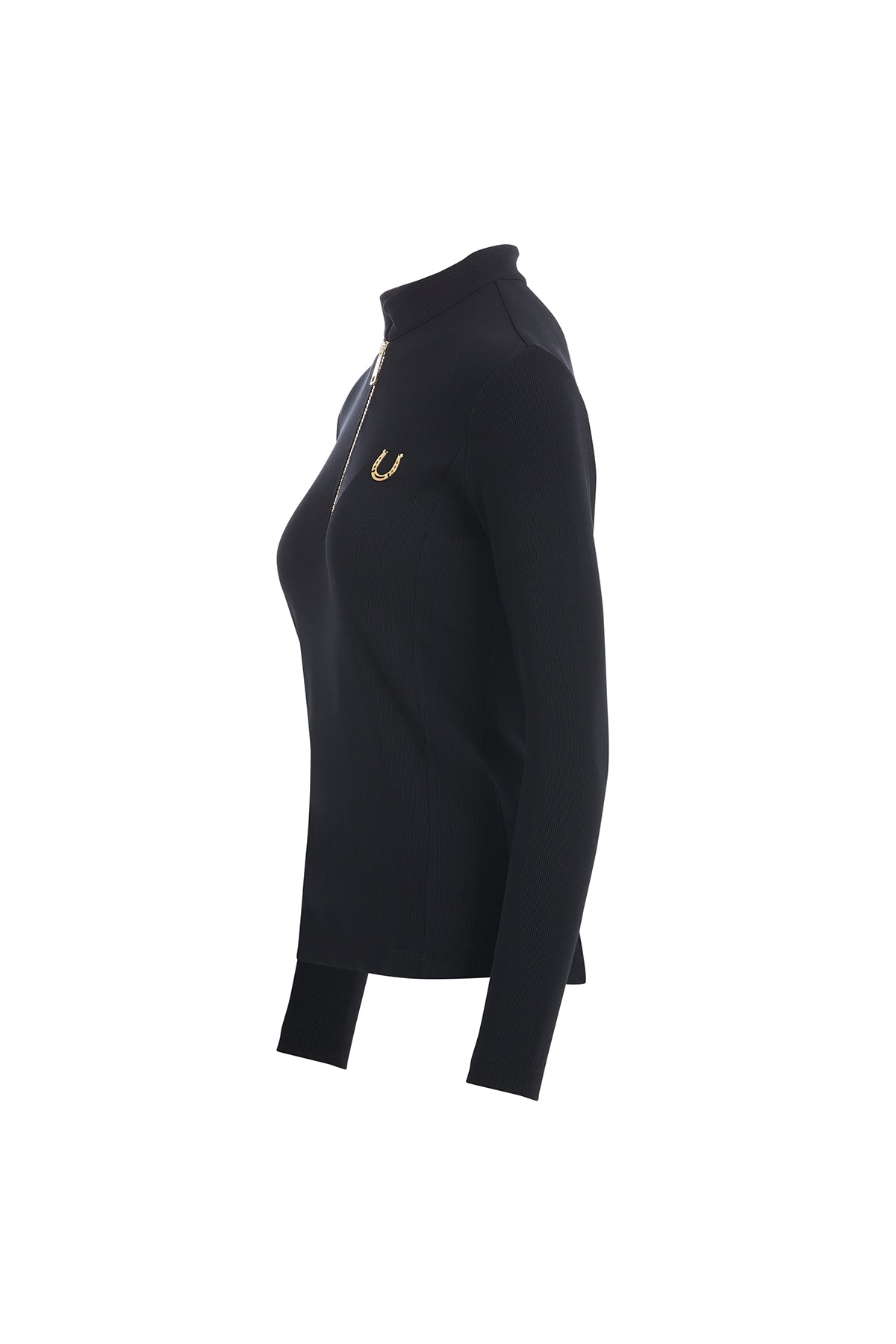 Black Zippered Blouse with Accessory