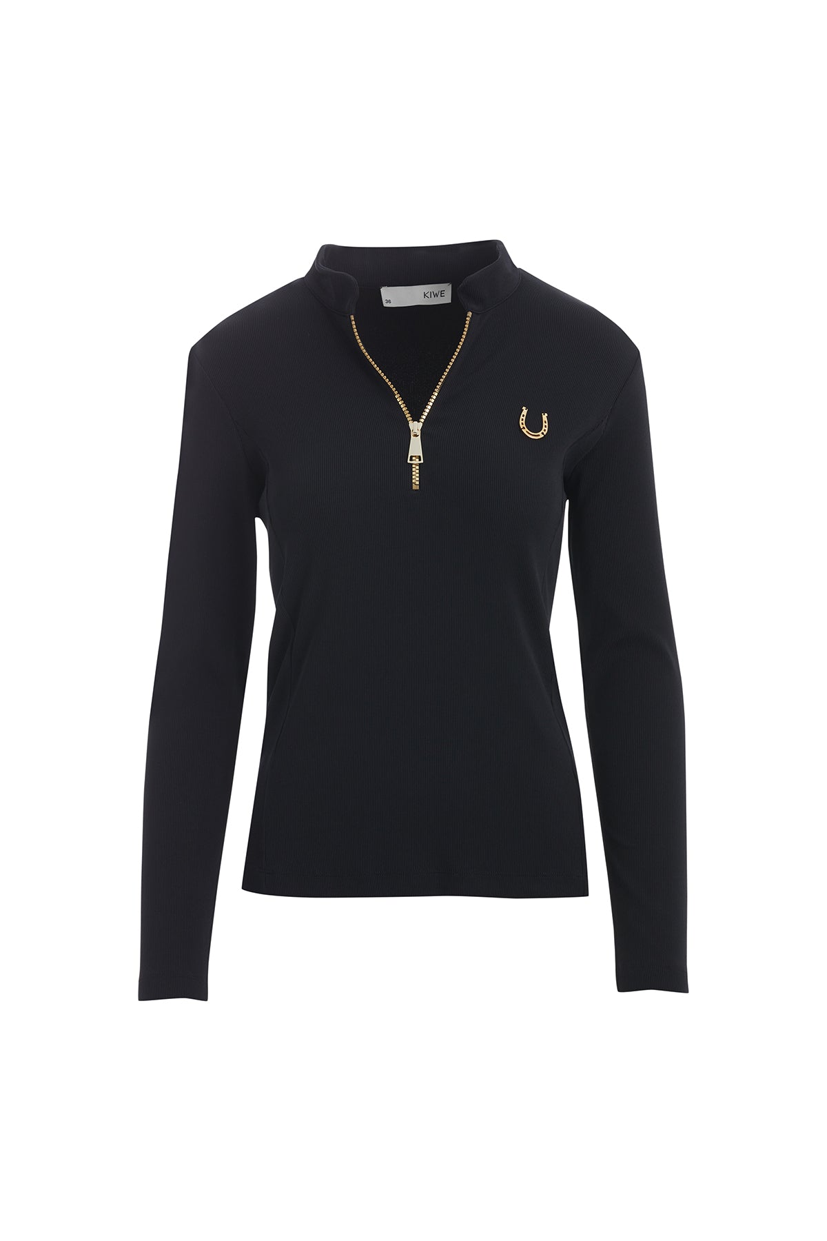 Black Zippered Blouse with Accessory