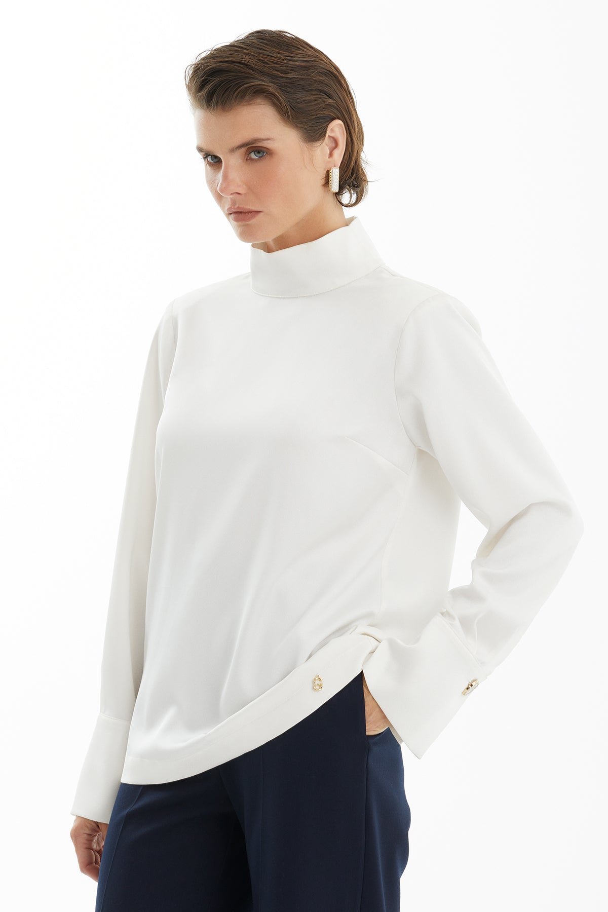 Ecru Turtleneck Blouse