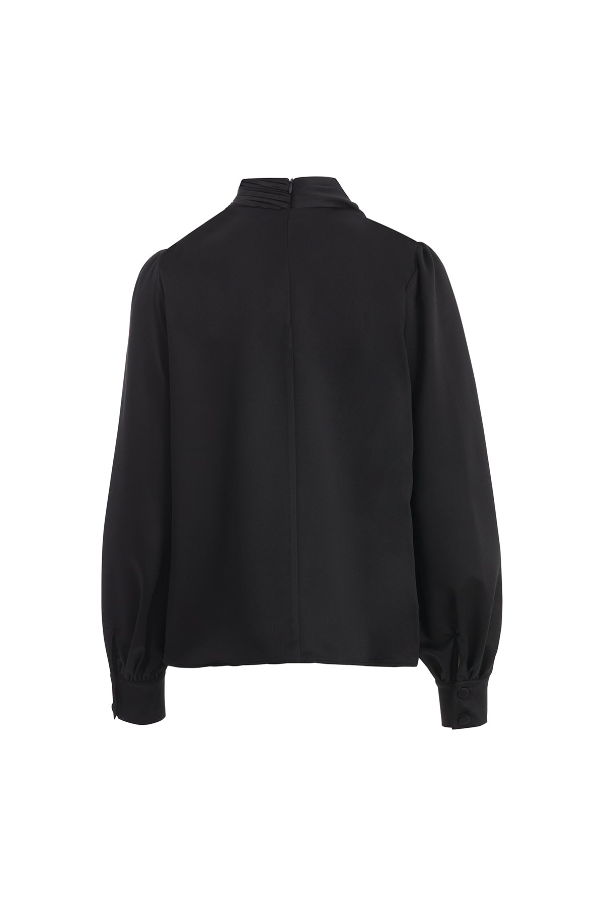 Black Pleated Embroidered Blouse