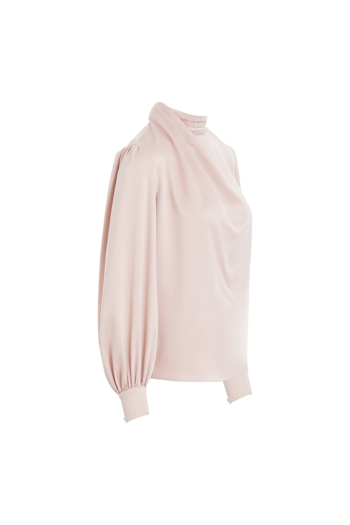 Pink Pleated Embroidered Blouse