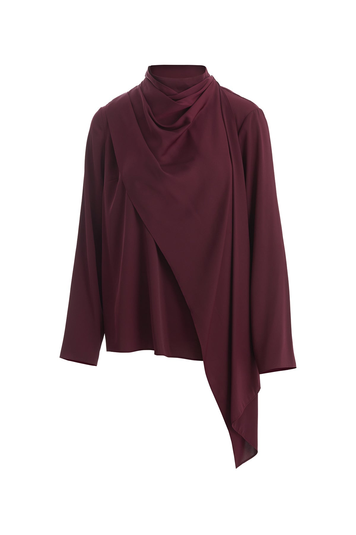 Red Blouse with Shawl Detail
