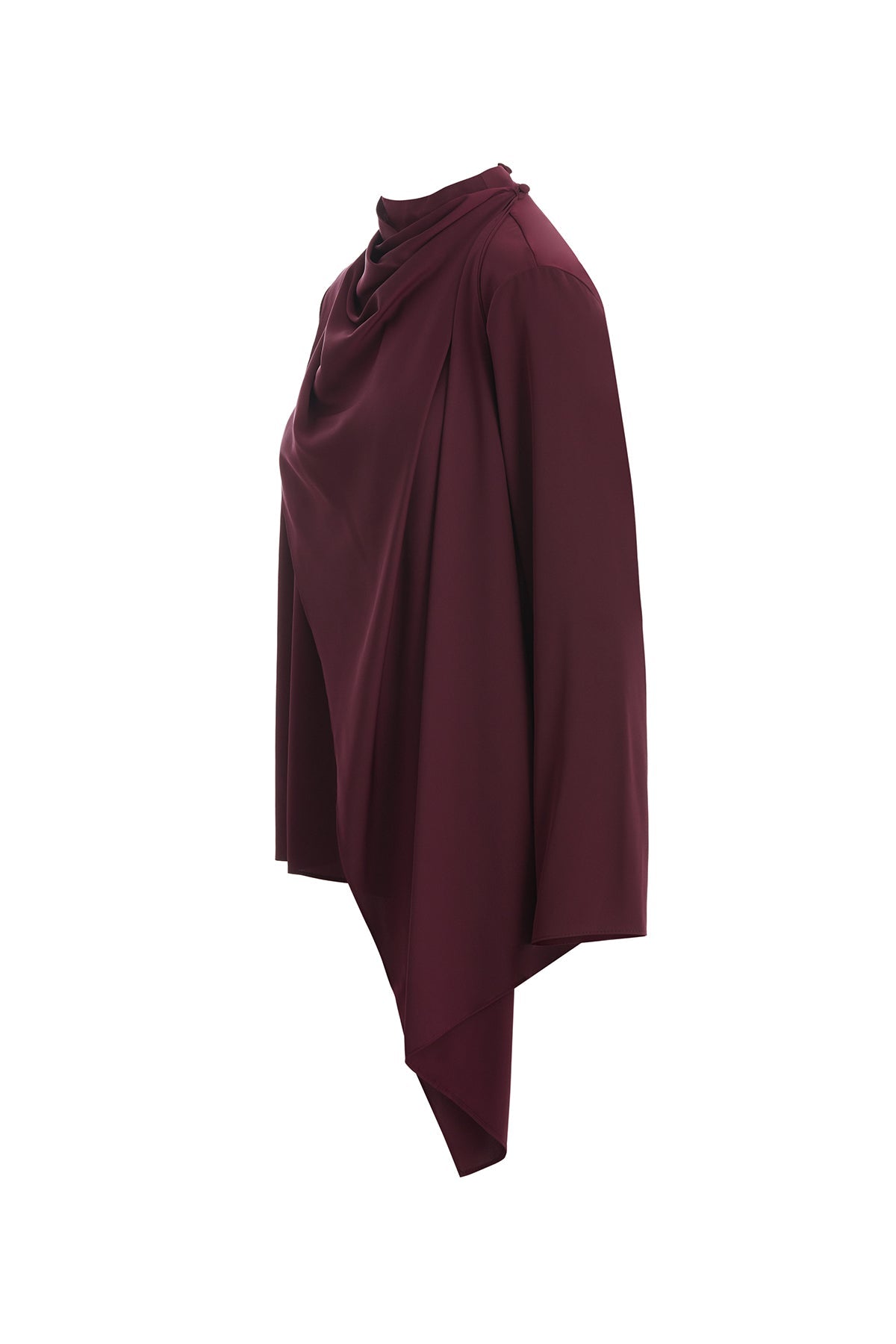 Red Blouse with Shawl Detail