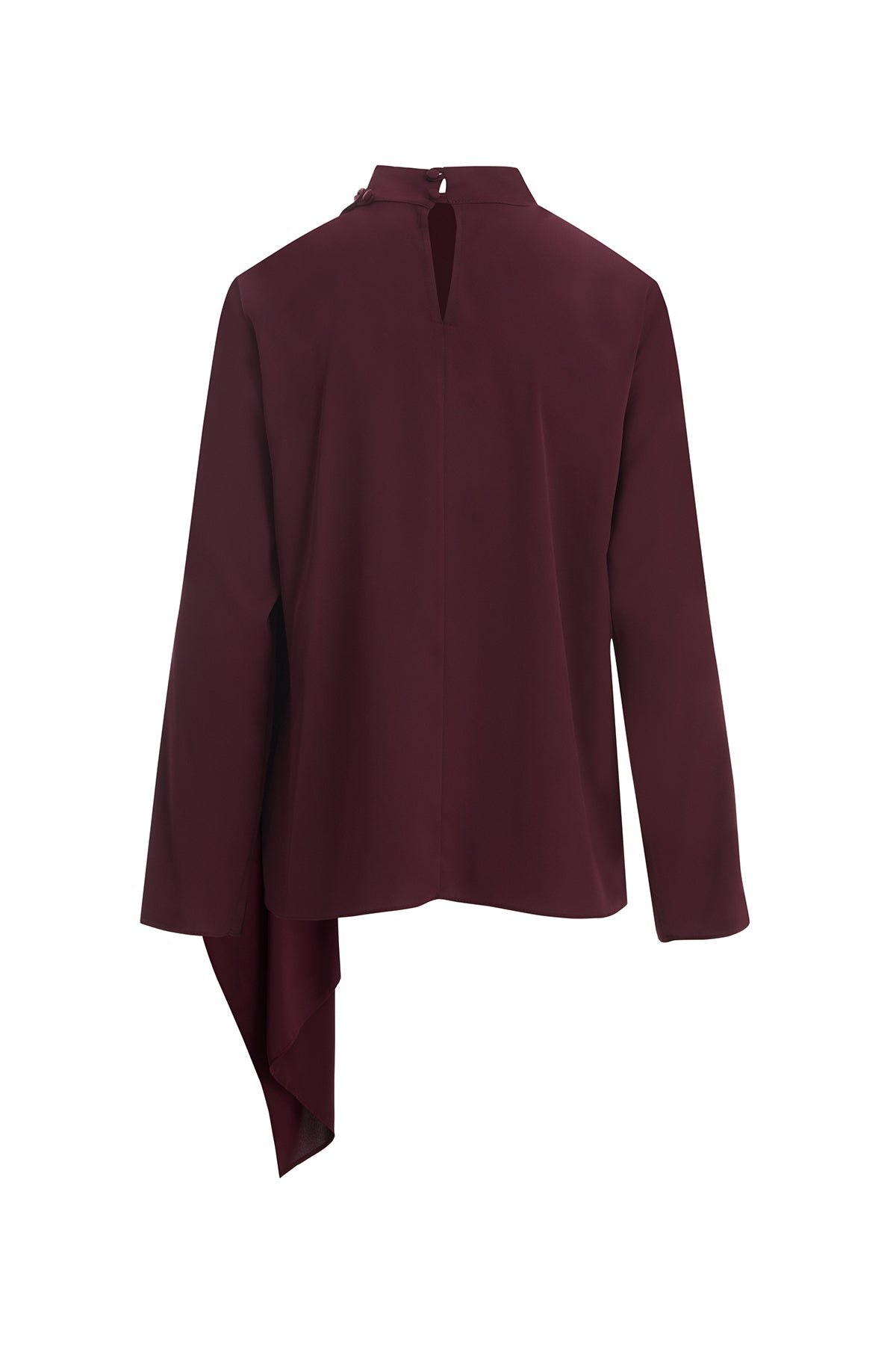 Red Blouse with Shawl Detail