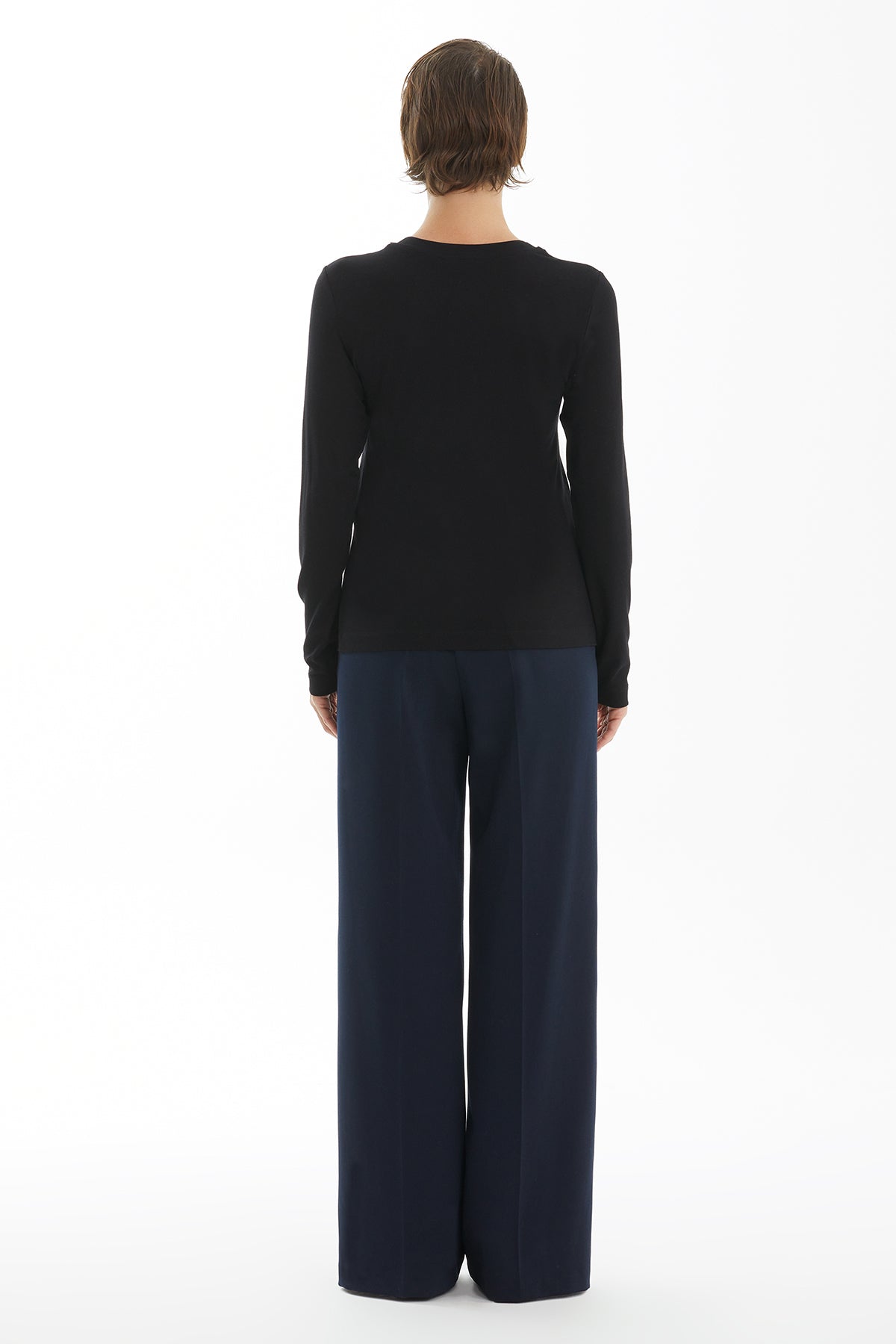 Black Blouse with Embroidered Collar