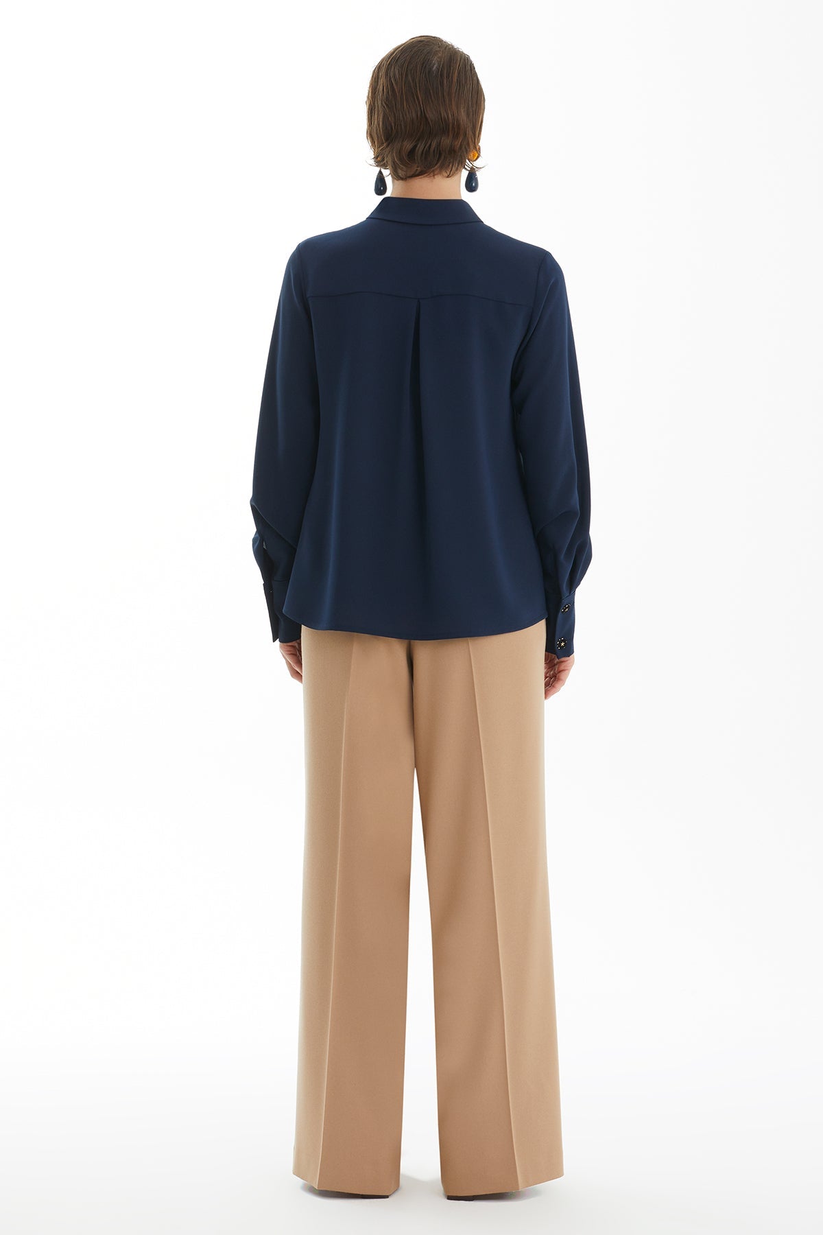Dark Navy Shirt with Elegant Button Detail