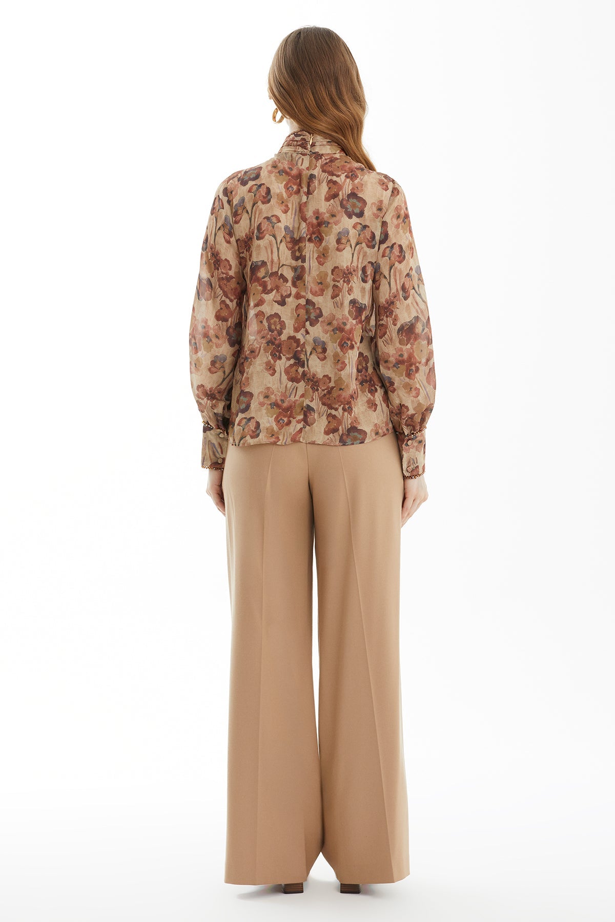Ruffled Front Blouse with Bead Detail
