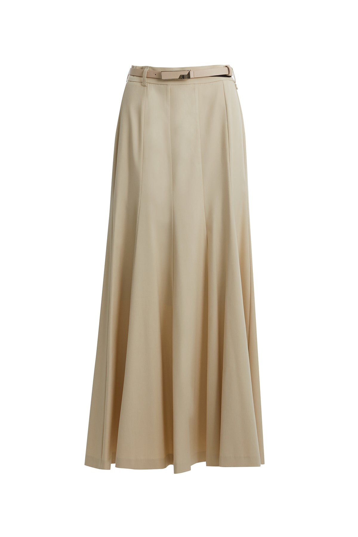 Ecru Godet Midi Skirt
