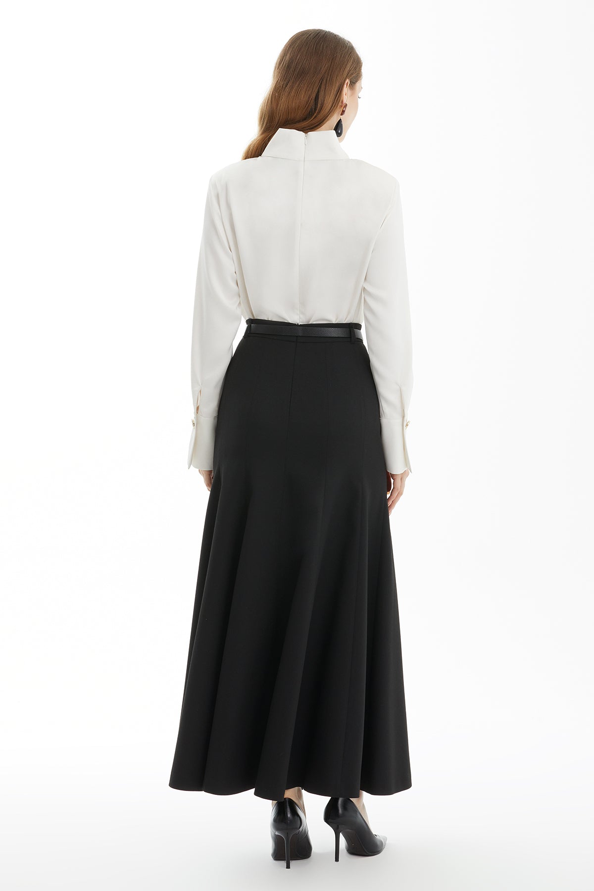 Black Godet Midi Skirt
