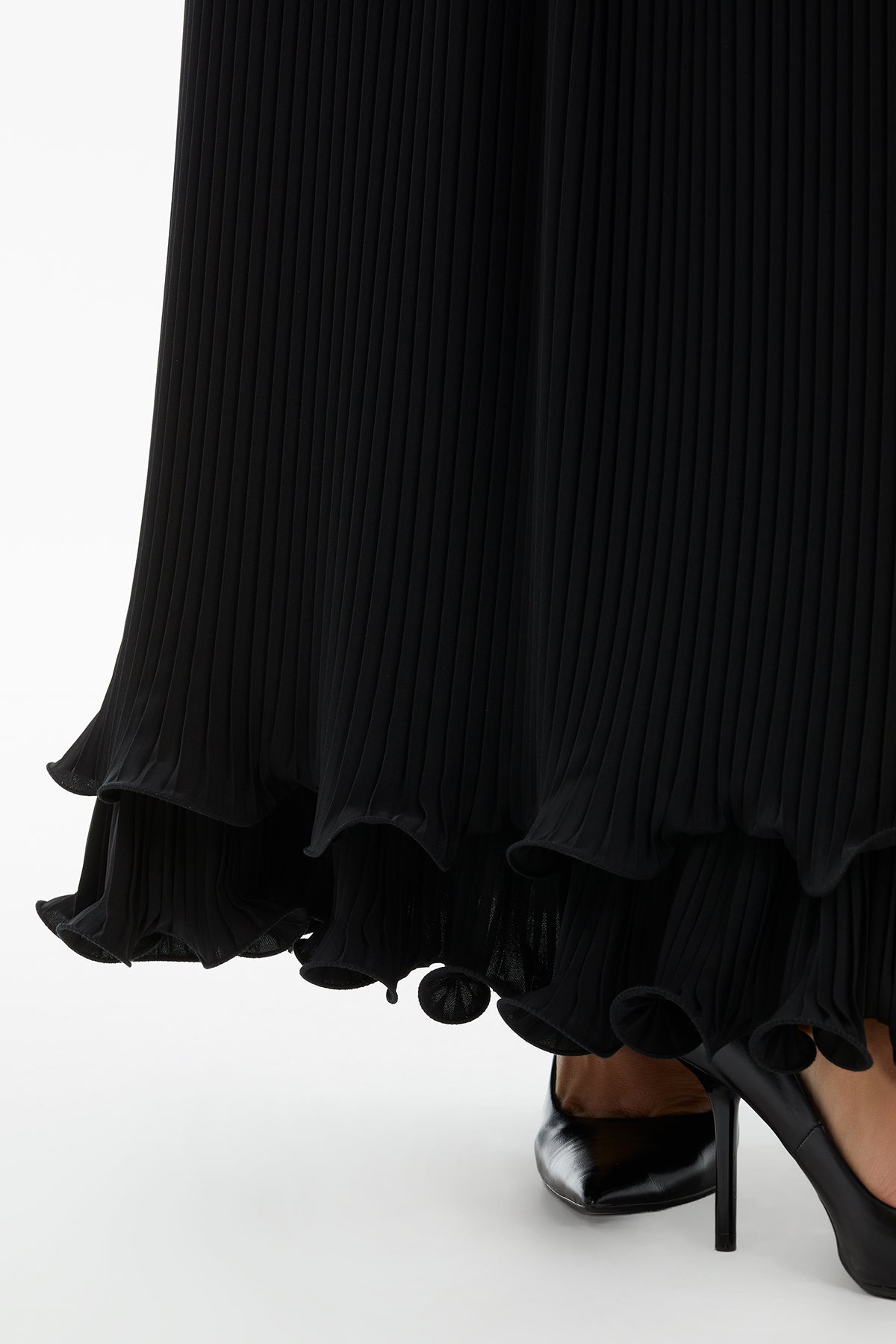 Black Double Layer Pleated Skirt