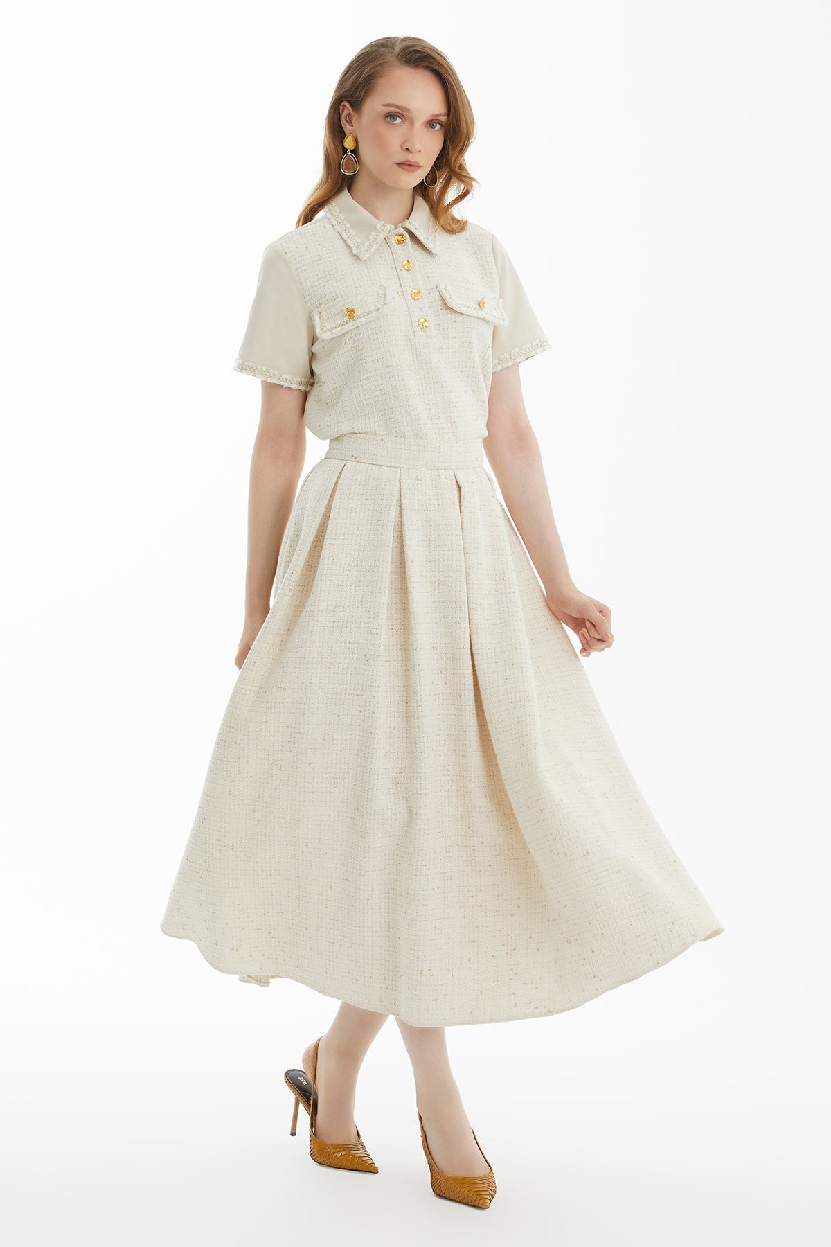 Ecru Midi Lace Skirt